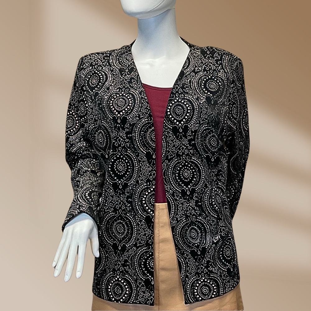 Draper's & Damon's Vintage Womens Black Velvet Sparkle Formal Jacket Size XL